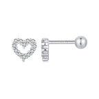 925 Sterling Silver White Gold Plated Earrings with CZ for Women