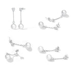 925 Sterling Silver Earrings with Pavé Setting CZ & Quality Shell Pearl