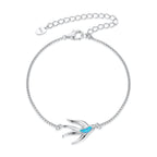 925 Sterling Silver Synthetic Opal Bracelet with White Gold Plating