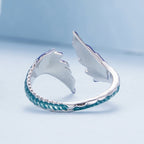 925 Sterling Silver Enamel Ring Size 9.0 for Women