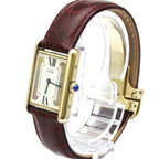 Cartier Tank Vermeil Gold Plated Leather Quartz Mens Watch — CR-590005