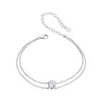 925 Sterling Silver Moissanite 1 Carat Bracelet for Women - White Gold Plated, 150+60mm