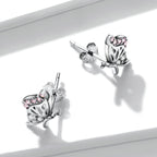 925 Sterling Silver Earrings with CZ in Pavé Setting