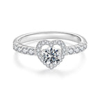 925 Sterling Silver Moissanite 0.5ct Heart Ring for Women Size 6