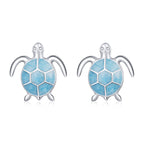 925 Sterling Silver Earrings for Women - Pavé Setting CZ with Enamel Process - 1cm