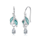 925 Sterling Silver White Gold Plated Enamel Pavé CZ 2.2x0.6cm Earrings for Women