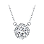 925 Sterling Silver Moissanite 1.0 Carat Necklace with Pavé Setting for Women