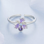 925 Sterling Silver Pavé Set CZ Enamel White Gold Plated Nano Opal Pendant Ring