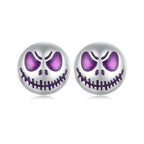 925 Sterling Silver Enamel Oxidized Earrings - 8mm for Women