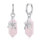 925 Sterling Silver Earrings with Natural Crystal and White Gold Plating