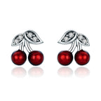 925 Sterling Silver Earrings with CZ & Enamel, 0.9x0.8cm, for Women