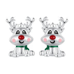 925 Sterling Silver Enamel Earrings 12x9mm
