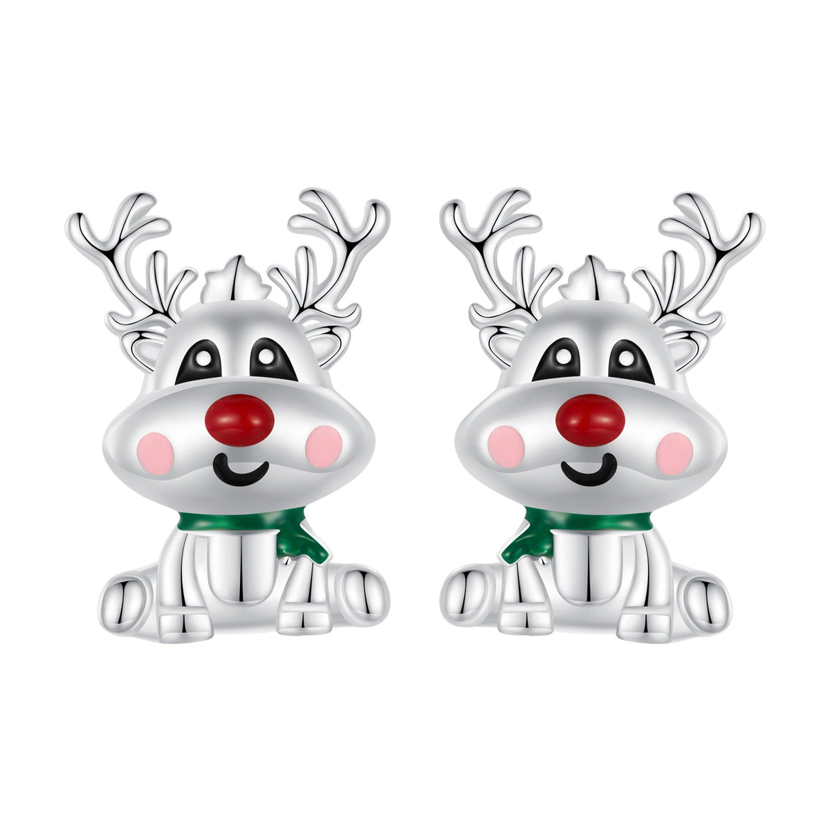 925 Sterling Silver Enamel Earrings 12x9mm