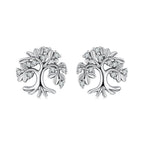 925 Sterling Silver Earrings with Pave Setting CZ - Oxidized Finish - 0.9cm