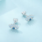 925 Sterling Silver Plated Platinum Opal Earrings for Women