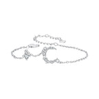 925 Sterling Silver CZ Bracelet with White Gold Plating, 150mm Length for Women