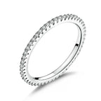 925 Sterling Silver Platinum Plated CZ Pavé Setting Ring Size 5.0 for Women