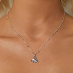 925 Sterling Silver Necklace with Transparent Glass, 18x15mm Pendant for Women