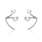 925 Sterling Silver Oxidized Earrings with Shell Pearl for Women