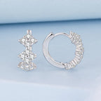 925 Sterling Silver Earrings with Pavé Setting CZ - 1.2*0.65cm, White Gold Plated for Women