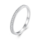 925 Sterling Silver 1.0mm Moissanite Platinum Plated Ring Size 5 for Women