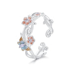 925 Sterling Silver Enamel Pavé Setting Ring for Women