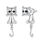 Brass & S925 Silver Earrings | 2.8*1.1cm | White Gold Plated with Pavé Setting CZ for Women