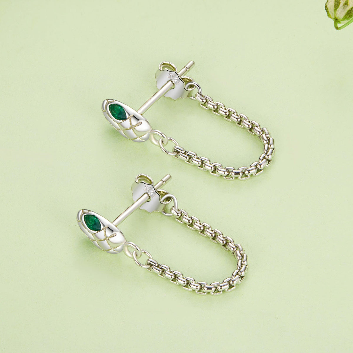 925 Sterling Silver Earrings with CZ in White Gold Plating