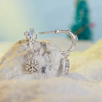 925 Sterling Silver Earrings with Plated White Gold, 2.2*0.7cm, Enamel + Pavé Setting for Women