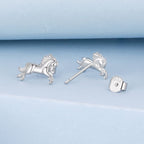 925 Sterling Silver Earrings 0.9*1.3cm with White Gold Plating for Women
