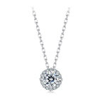 925 Sterling Silver Moissanite Necklace 40+5cm with Pavé Setting for Women