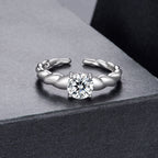 925 Sterling Silver Moissanite 0.65 Carat Ring for Women Size E