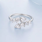 925 Sterling Silver White Gold Plated Pavé Setting Rings for Women