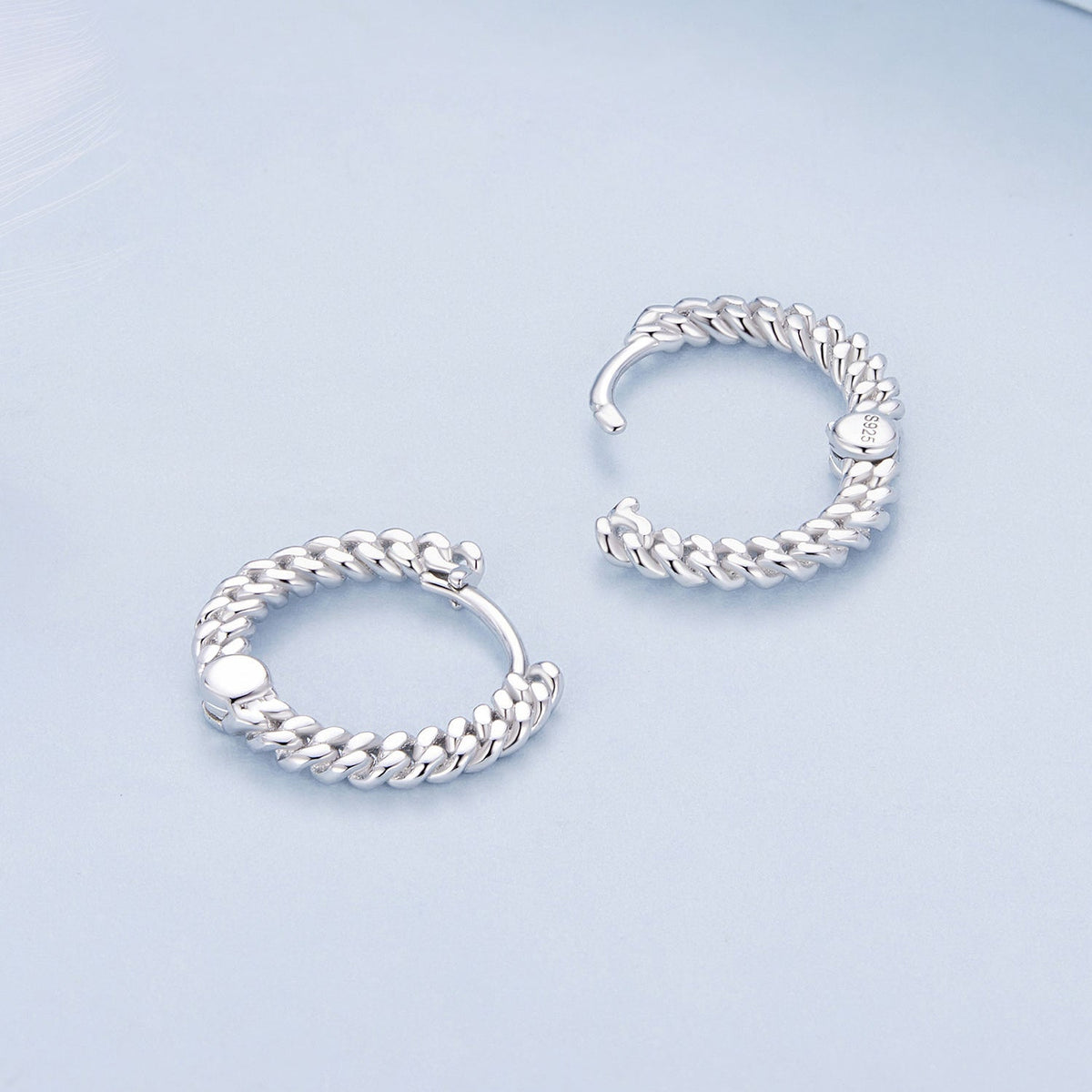 925 Sterling Silver Earrings Size 14*1.5mm Plated Platinum for Women