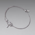 925 Sterling Silver Adjustable Chain Bracelet with White Gold Plating and CZ for Women