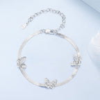925 Sterling Silver Plated White Gold Adjustable Bracelet for Women