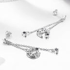 925 Sterling Silver Earrings with Plated Platinum and CZ - 4.4 x 1.0 cm for Women