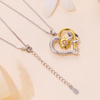 925 Sterling Silver Plated Gold Moissanite Necklace with Pavé Setting for Women