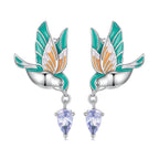 925 Sterling Silver Enamel Pavé Setting CZ Earrings