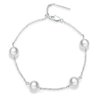 925 Sterling Silver Adjustable Pearl Bracelet for Women