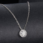 925 Sterling Silver Moissanite Necklace 40+5cm with Pavé Setting for Women