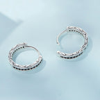 925 Sterling Silver Oxidized Pavé CZ Earrings