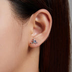 925 Sterling Silver Earrings with Pavé Setting CZ in Oxidized Silver