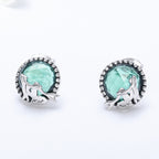 S925 Oxidized Silver Transparent Glass Earrings for Women