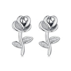 925 Sterling Silver Earrings plated with White Gold, 0.9*0.5cm for Women