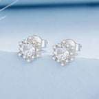 925 Sterling Silver Pavé Setting CZ Platinum Plated Earrings