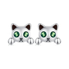 925 Sterling Silver Earrings with Enamel in Oxidized Finish