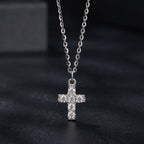 925 Sterling Silver Moissanite Pendant Necklace 40+5cm for Women