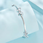925 Sterling Silver White Gold Plated Adjustable Bracelet for Women