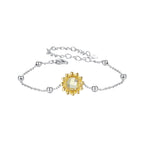 925 Sterling Silver White Gold Plated Bracelet with Transparent Glass Charm for Women